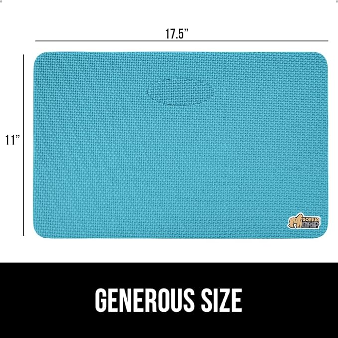 GORILLA GRIP Extra Thick Patent Pending Soft Foam Kneeling Pad, 2 PK, Supportive Large Cushion Knee Pads for Gardening, Baby Bath, Dirt and Water Resistant, Workout, Garden Supplies, 17.5x11 Turquoise