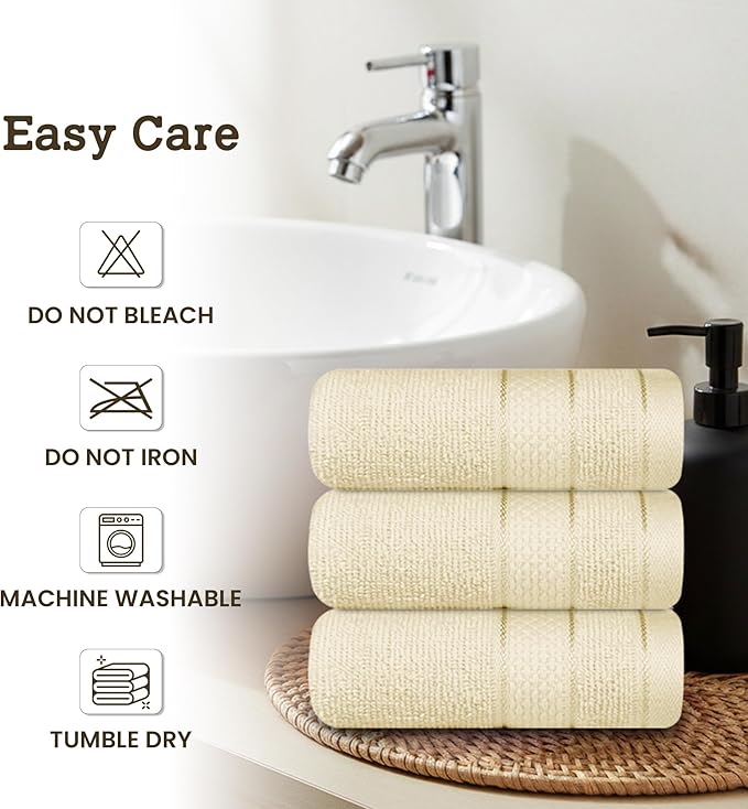 Casa Lino Face Towels & Body Wash Cloths for Showering - 100% Cotton Wash Cloths for Bathroom - Highly Absorbent & Quick Drying Washcloth Set - Cotton Washcloths 24 Pack (12" x 12") - (Linen Brown)