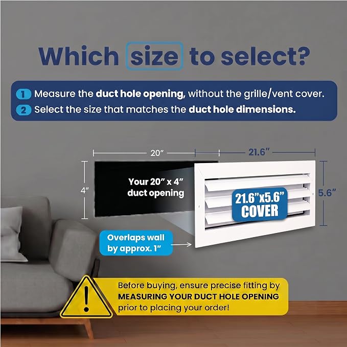 20x4 Aluminum 1-Way Air Vent Cover Wall or Ceiling Register Multi-Shutter - Image 2