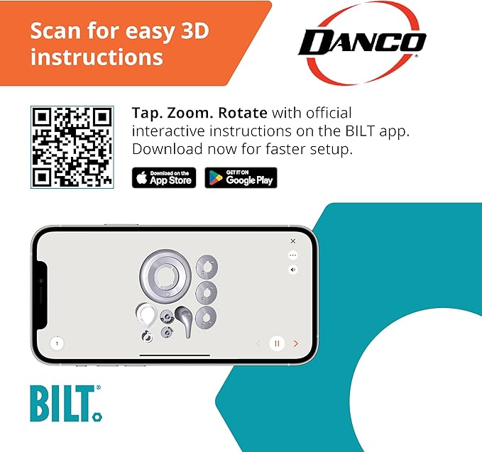 Danco 10001 Trim Kit, for Use with Moen Tub and Shower Faucets, Plastic, Chrome Plated, Single-Handle Valve