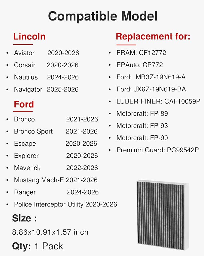 Puroma Cabin Air Filter with Activated Carbon, Replacement - Image 2