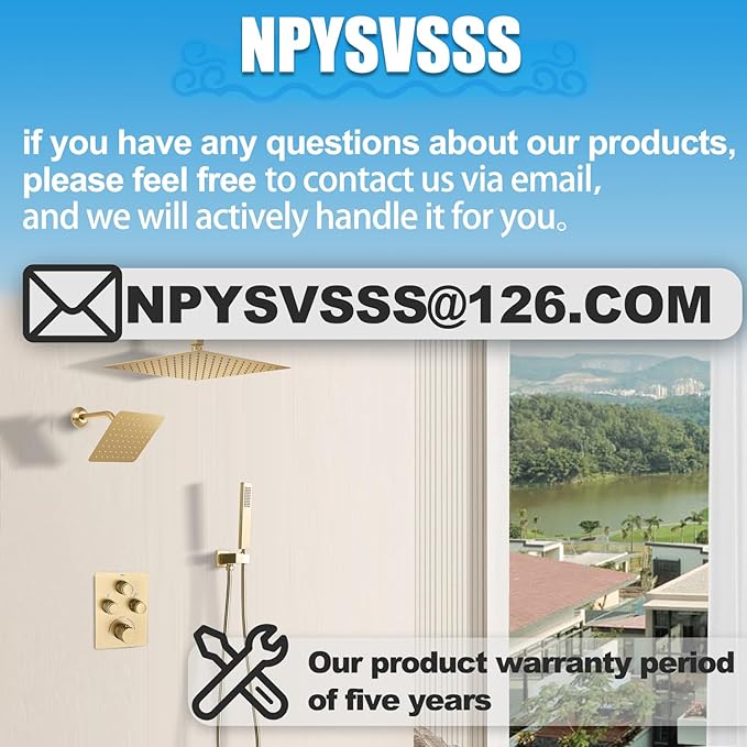 Ceiling Mount Rain Shower System, Shower Faucet Set with 16 Inch High Pressure Overhead Rain Shower Head and Handheld Sprayer, Dual Way Pressure Balance Shower Valve, Brushed Gold
