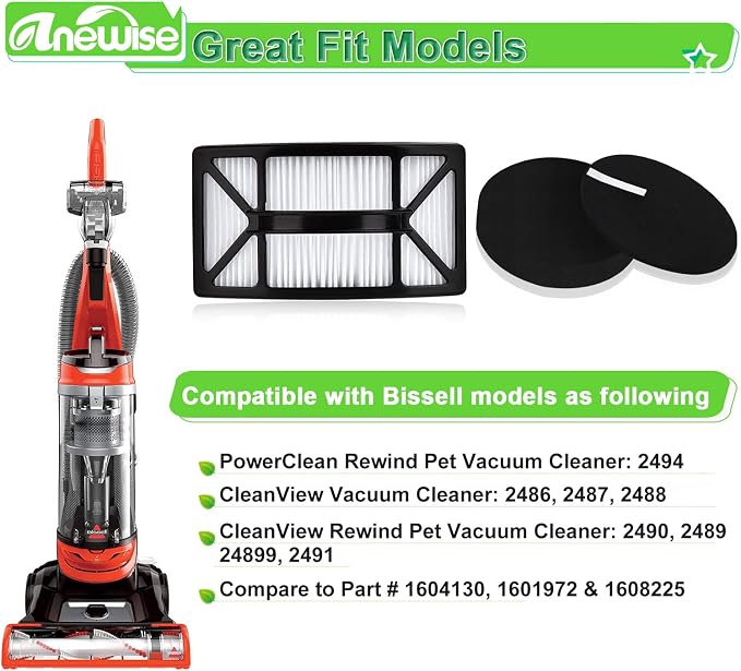 Filter Replacement for Bissell CleanView 2486, PowerClean 2494 Vacuum, Compare - Image 2