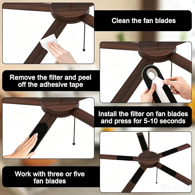 40 Pack Ceiling Fan Filters for Blades - Image 3