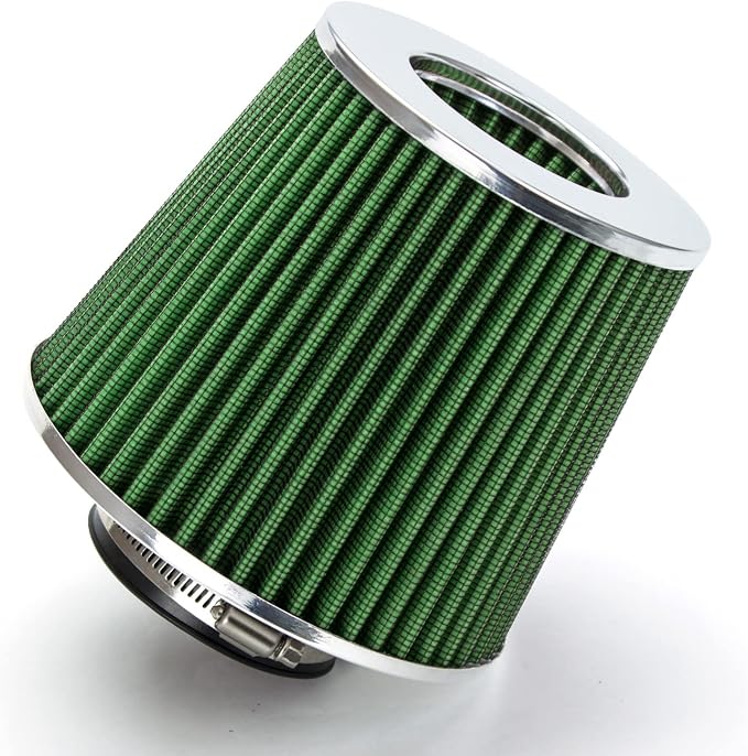 GREEN Inlet Cold Air Intake Cone Replacement Performance Washable Clamp-On Dry by RtunesRacing
