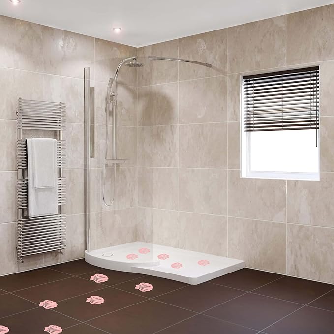 Bathtub Stickers Non Slip, Shell Shaped Tubs Safety Shower Treads, Adhesive Sticker for Bathroom Bathtub, Shower Floor,Pink(30Pcs)