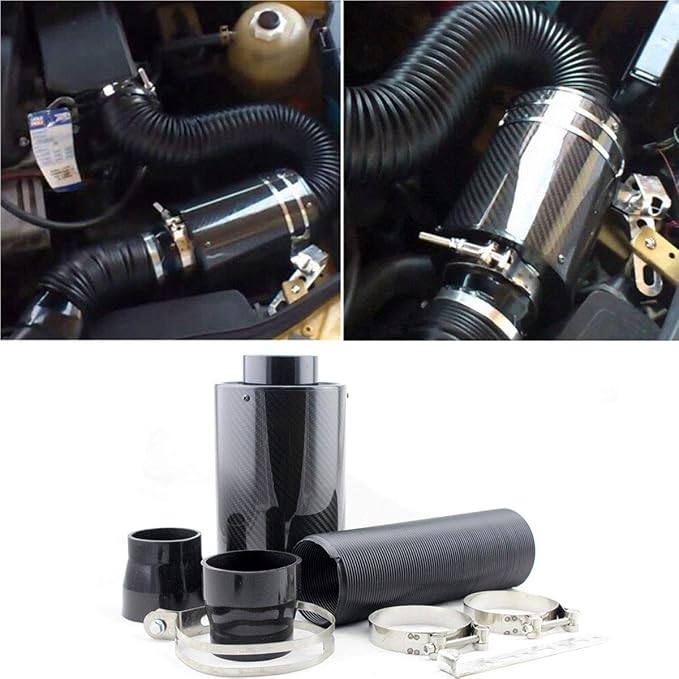 Universal Induction Pipe Hose Kit Intake Air Filter, Universal Car 3" Carbon - Image 2