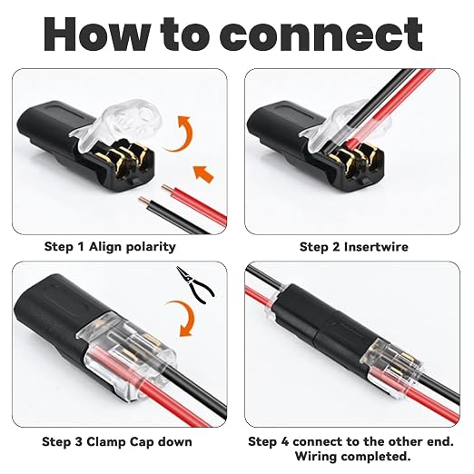 50Pcs Quick Connect Wire Connectors, Low Voltage No Stripping Double Wire Plug - Image 5