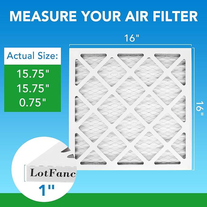 LotFancy 16x16x1 Air Filter MERV 8 4-Pack, Electrostatic Pleated Furnace & AC - Image 2