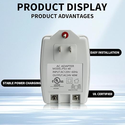 24V 40VA Plug-in AC Transformer Doorbell Power Supply | AUTO-Resetting - Image 4