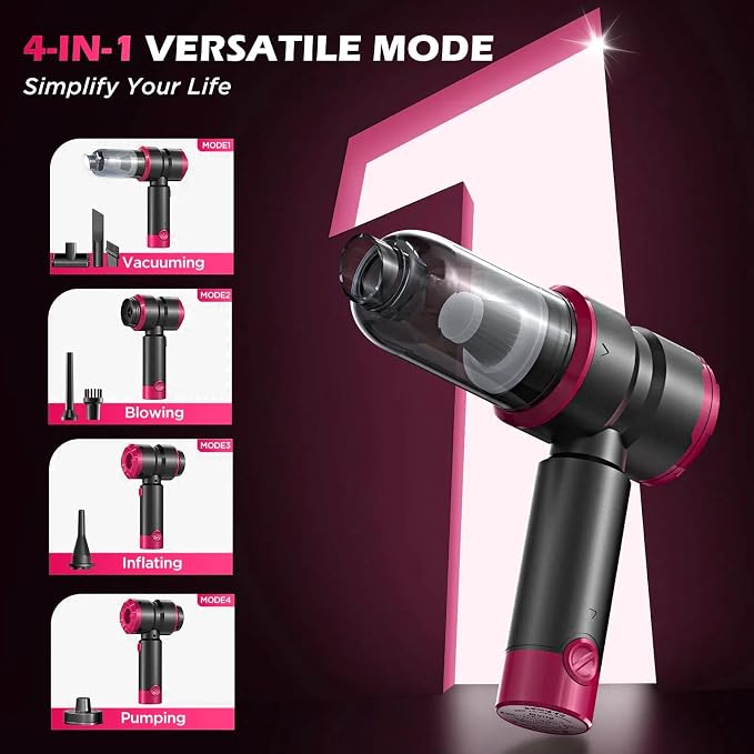 Handheld Car Vacuum with 15000PA Power, 4 in 1 Powerful Cordless Vacuum Cleaner - Image 3