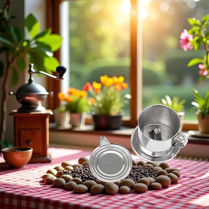2 Sets Vietnamese Coffee Filter Stainless Steel Coffee Pot Drip Infuse Cup - Image 5