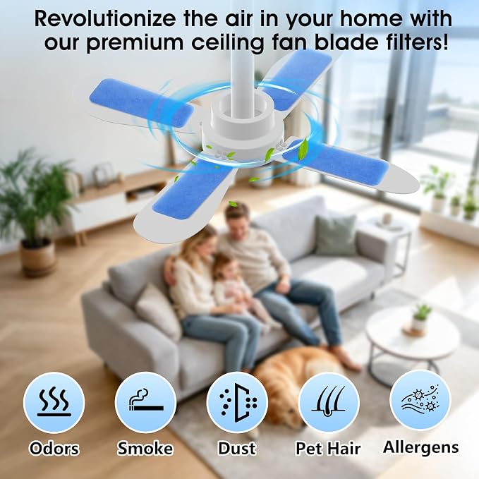 30 Pack Ceiling Fan Filters, Easy-Stick Universal Air Filter - Image 5
