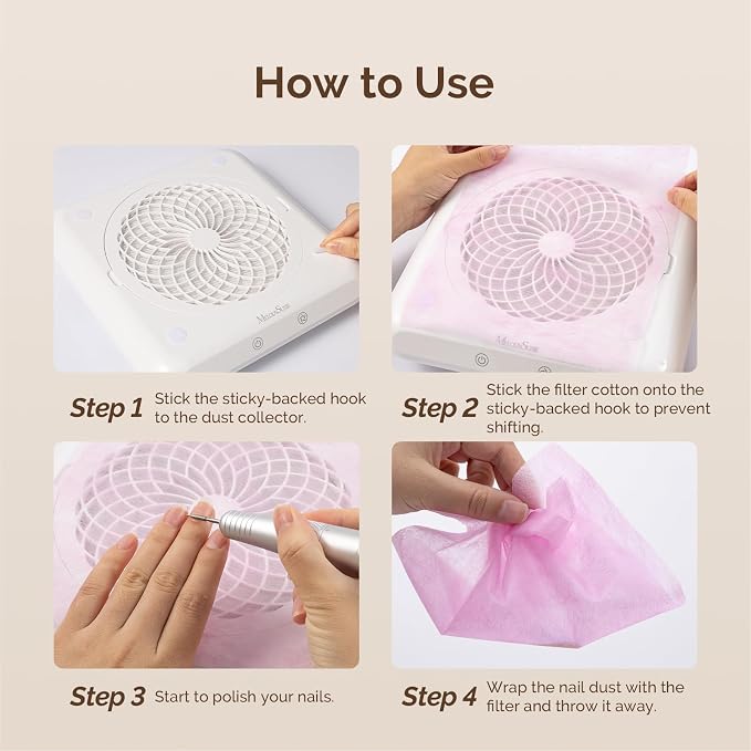 MelodySusie 200 Sheets Nail Dust Collector Filter Paper, Disposable Dust Vacuum - Image 6