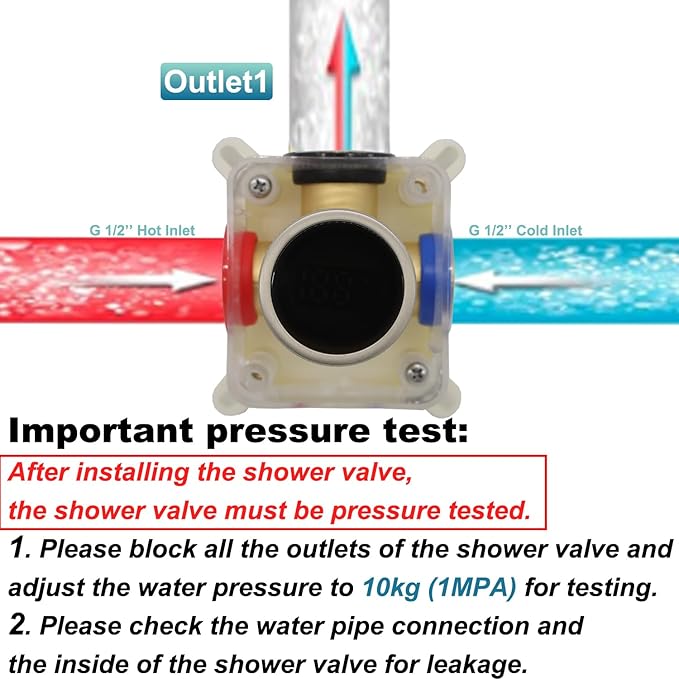 Digital Display Shower Valve Shower Valve Single Way Shower Diverter Valve Shower Mixing Valve Can Use All the Time Brushed Nickel