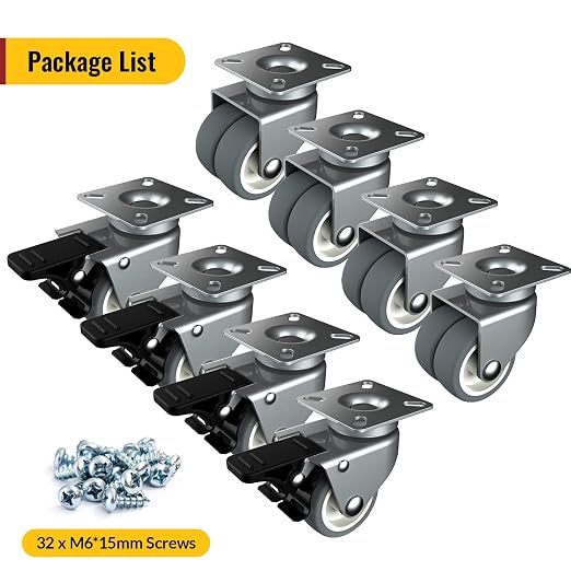 2 inch Swivel Caster Wheels Set of 8 Heavy Duty Casters - Image 8
