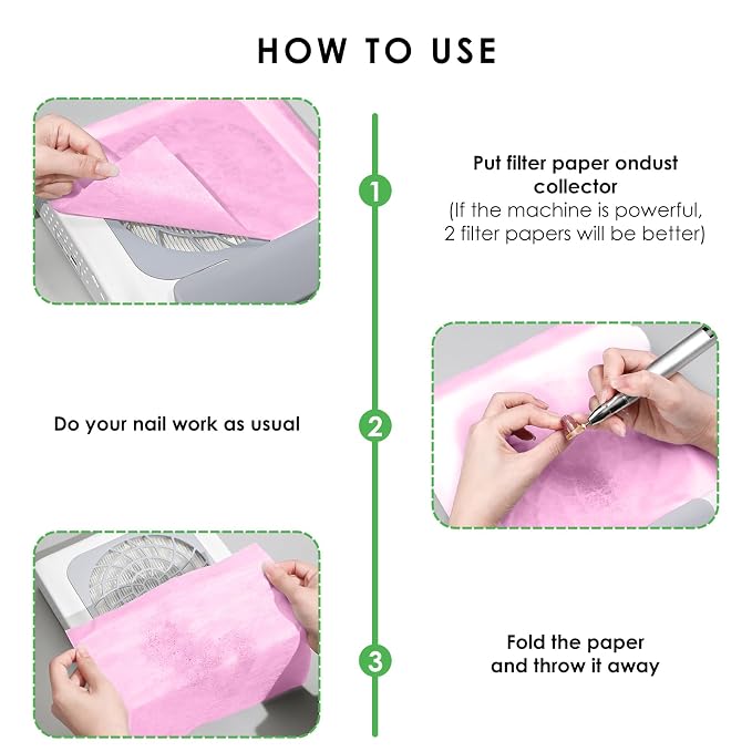 300 Sheets Nail Dust Collector Filter Paper: Disposable Dust Vacuum Filter - Image 6
