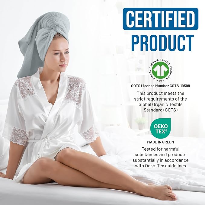 TOWELTIQUE- Organic Cotton Luxury Bath Towels Pack of 4 GOTS & Oeko- TEX Certified | Premium Soft, Absorbent & Quick-Drying Towels for Bathroom, Gym, Spa & Hotel Use – Light Gray