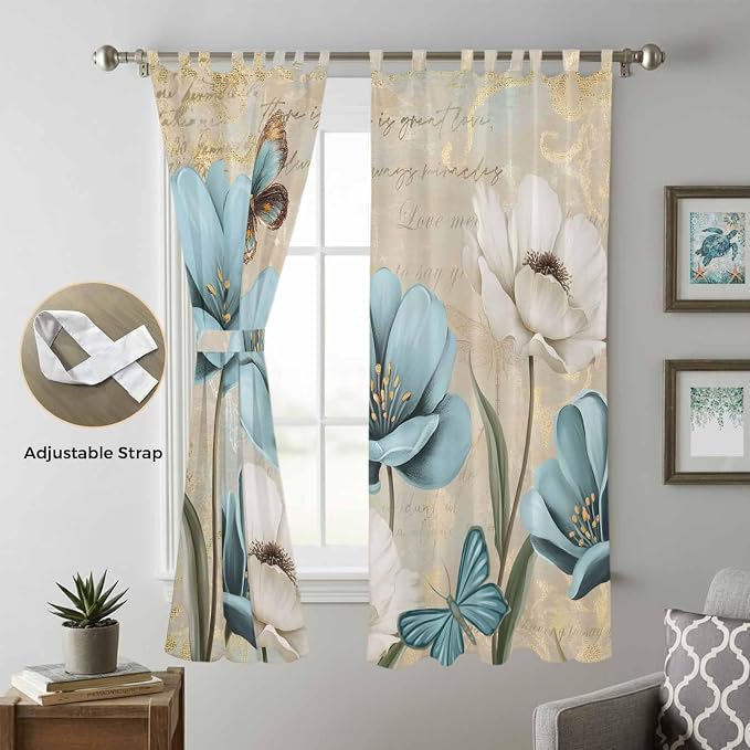 Spring Flowers Living Room Curtains 96 Inch Length, Window Curtains Tab Top - Image 5