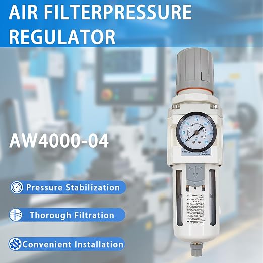 XingNEeng 1/2" NPT Compressed Air Filter Regulator Combo Piggyback, Water/Oil - Image 6