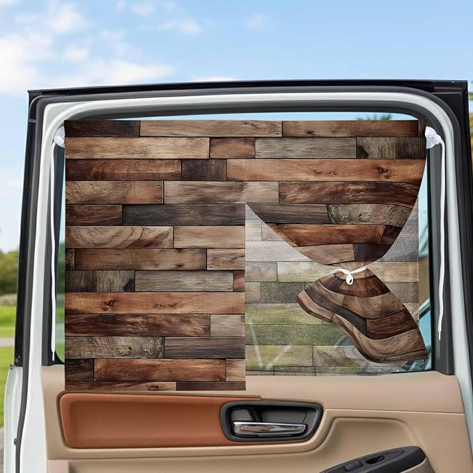 Western Barn Door Magnetic Double Layer Car Window Shades, Side Window Curtains - Image 3
