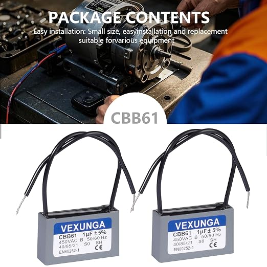 VEXUNGA CBB61 Fan Capacitor 1uF 450 Volt Ceiling Fan Capacitors Replacement - Image 3