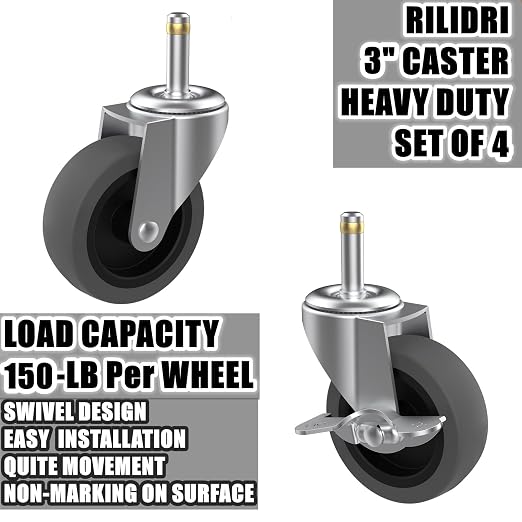 RILIDRI 3-Inch Swivel Stem Caster - Image 3
