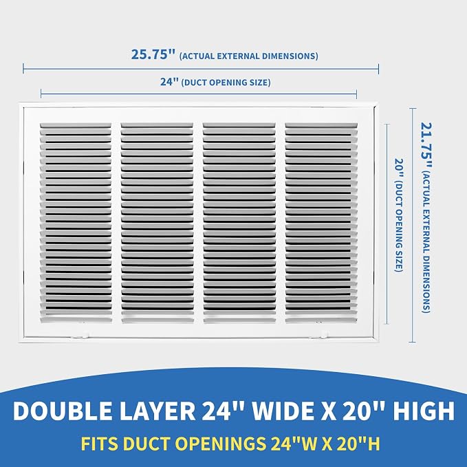 24x20 Return Air Grille, Return Air Vent Cover - Image 2