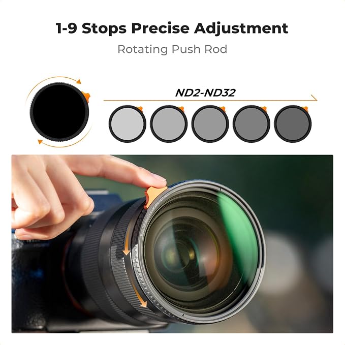 K&F CONCEPT 49mm Black Diffusion Mist 1/4 Effect & Variable ND2-400 Neutral - Image 5