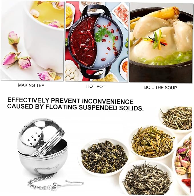 STOBAZA 5pcs Stainless Steel Tea Strainer Seasoning Ball Box Hanging Chain Easy - Image 9