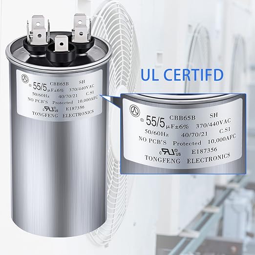 55/5 MFD uF 370/440V CBB65 Dual Run Round Capacitor - Image 4
