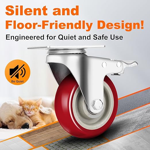 Caster Wheels 2 Inch, Heavy Duty Caster Wheels Set of 4, Swivel Castor Wheels - Image 5