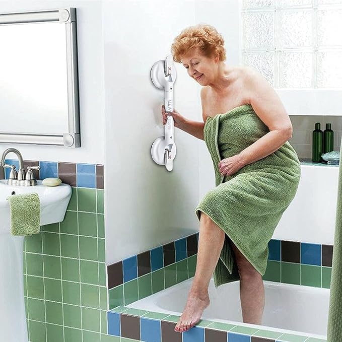 19inch Suction Shower Grab Bar, Portable Shower Handle Bar Suction Grip Bar Bathtub Handle with Strong Hold Suction Cup Fitting and Rapid Release for Bathroom(Max Capacity :300lb