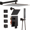 Enga Dual Shower Head System with Body Jets, 12"+ 6" Wall Mounted Dual Rain Shower Faucet with Valve Kit, Oil Rubbed Bronze