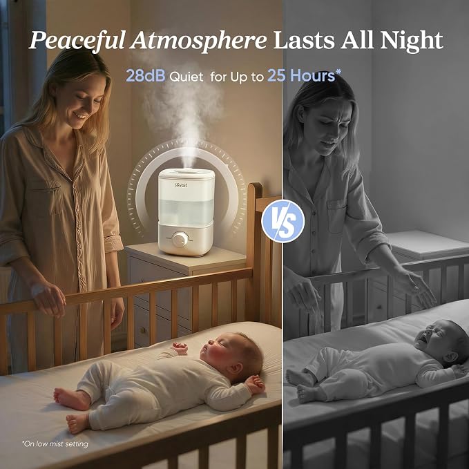 Levoit Top Fill Humidifiers for Bedroom, 2.5L Tank for Large Room, 28dB | Easy - Image 3