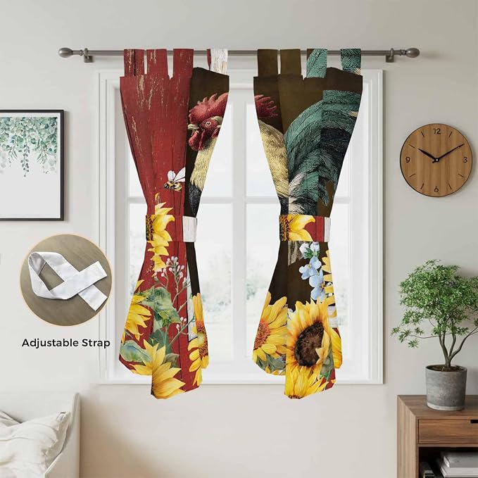 Chicken Sunflowers Bedroom Curtains 72 Inch Length, Window Curtains Tab Top - Image 5