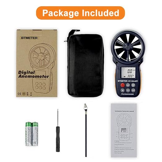 BTMETER BT-100APP Anemometer w/Wireless Bluetooth, Digital Handheld Wind Speed - Image 7