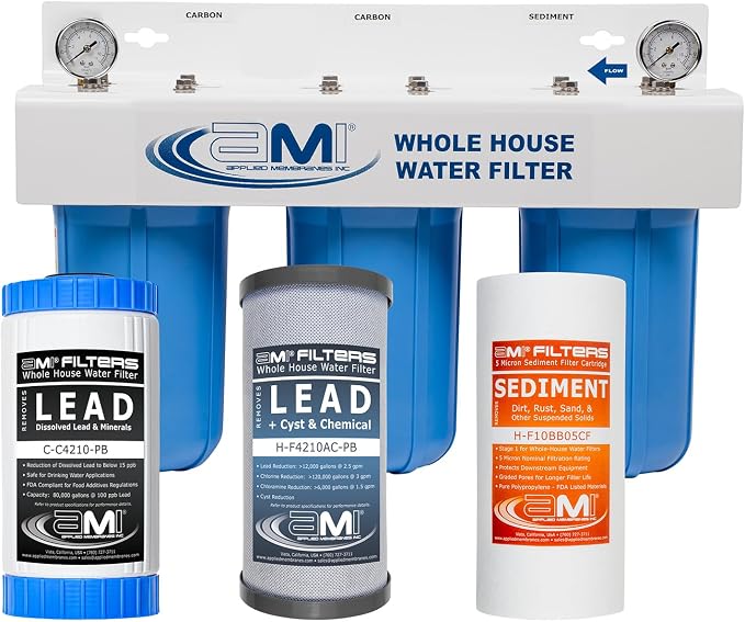 APPLIED MEMBRANES INC. 3-Stage Whole House Water Filter System | 4.5x10-Inch by AppliedMembranesInc