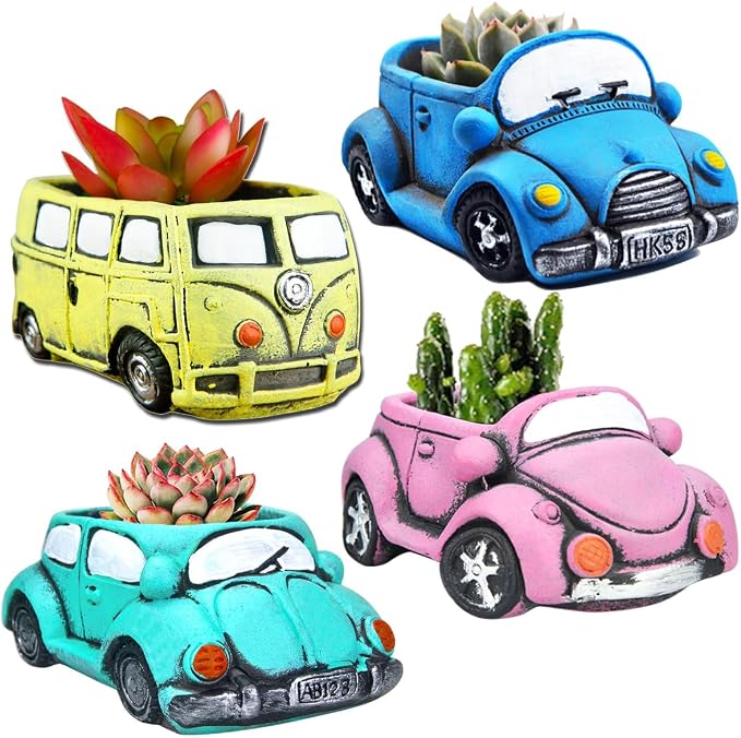 4 Pack Succulent Plants Pot, Small Indoor Plants Pots by Ascrafter