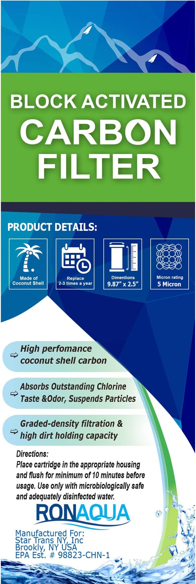 4 Block Activated Carbon 5 Micron Water Filters WELL-MATCHED - Image 8
