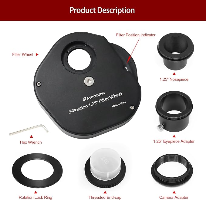 Astromania Filter Wheel for Telescope, Filter Drawer Compatible - Image 2