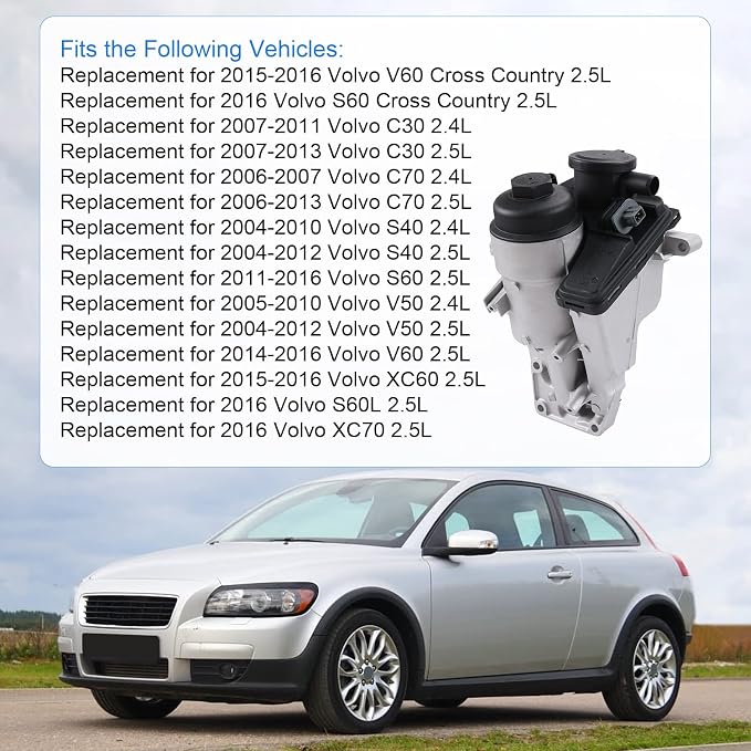 Oil Filter Housing with Gasket for 2004-2016 Volvo C30 C70 S40 S60 V50 V60 XC60 - Image 4
