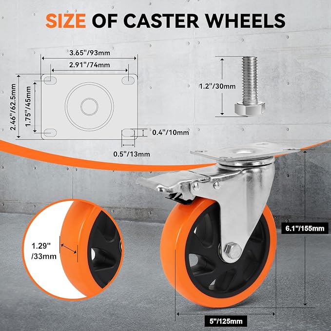 W B D WEIBIDA Swivel Caster Wheels - Image 2