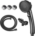 KAIYING High Pressure Handheld Shower Head with ON/OFF Pause Switch, 3 Spray Modes Shower Wand with Shut Off Button, Removable Camper Shower Head with Hose and Adjustable Angle Bracket (Black)