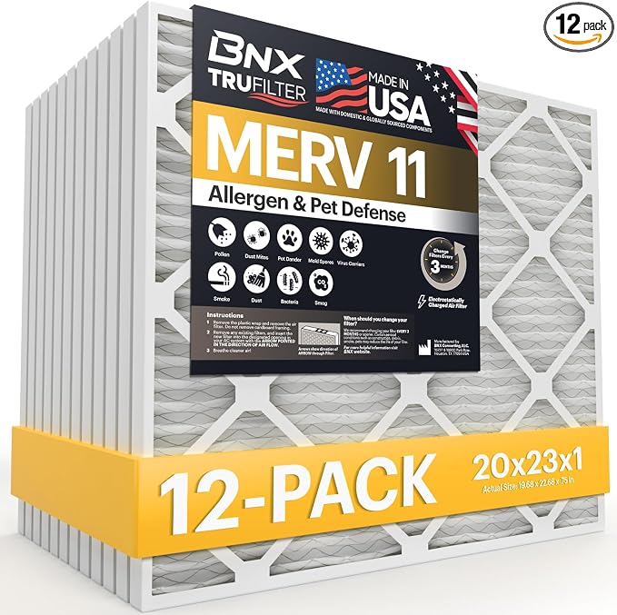 BNX TruFilter 20x23x1 Air Filter MERV 11- MADE IN USA by BNX