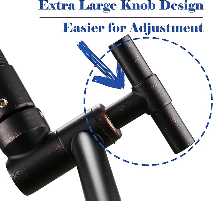 Oil Rubbed Bronze Shower Arm Extension - 13'' Height & Range Adjustable, Locking Nuts, Universal Connector