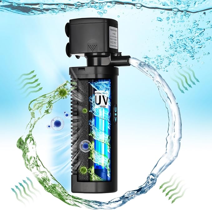 TARARIUM Aquarium Filter U-V for 20-75 Gallon, 200GPH Fish Tank Filter w/ 5W - Image 7