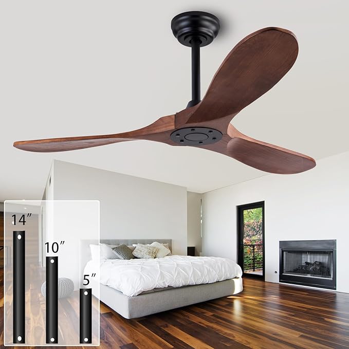 QUTWOB 42" Wood Ceiling Fan No Lights by QUTWOB