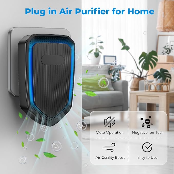 Air Ionizers Plug In Negative Ion Air Purifiers Quiet Air Freshener - Image 2
