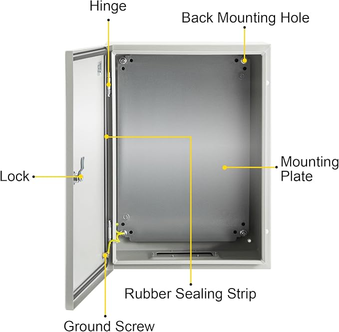 VEVOR NEMA Steel Enclosure, IP66 Waterproof & Dustproof, Outdoor/Indoor - Image 9